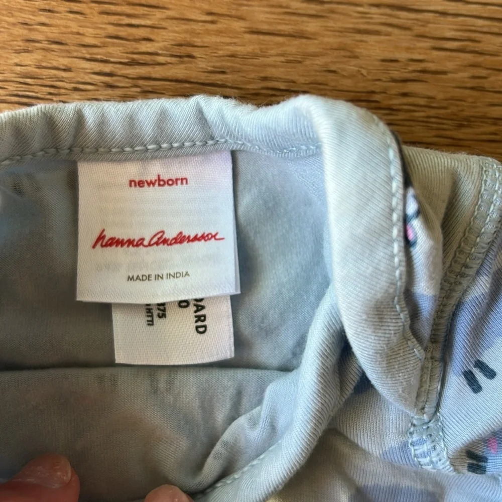 Hanna Andersson Light Blue Baby Sleep Gown Ties at Bottom Sheep’s Unisex Size NB
